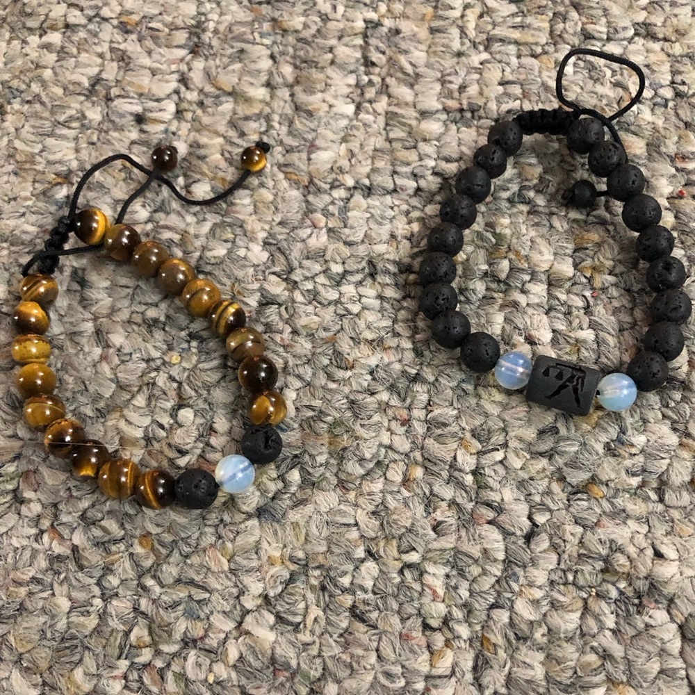 Tiger Eye & Lava Rock Bracelet Set